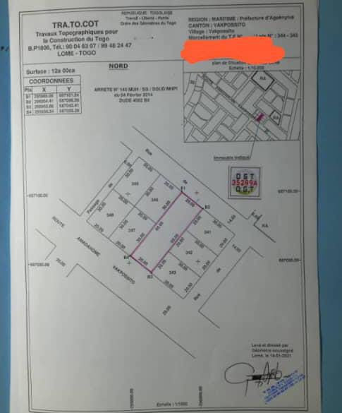 Terrain de 2 lots à vendre à Amadahomé CAP – 80 millions