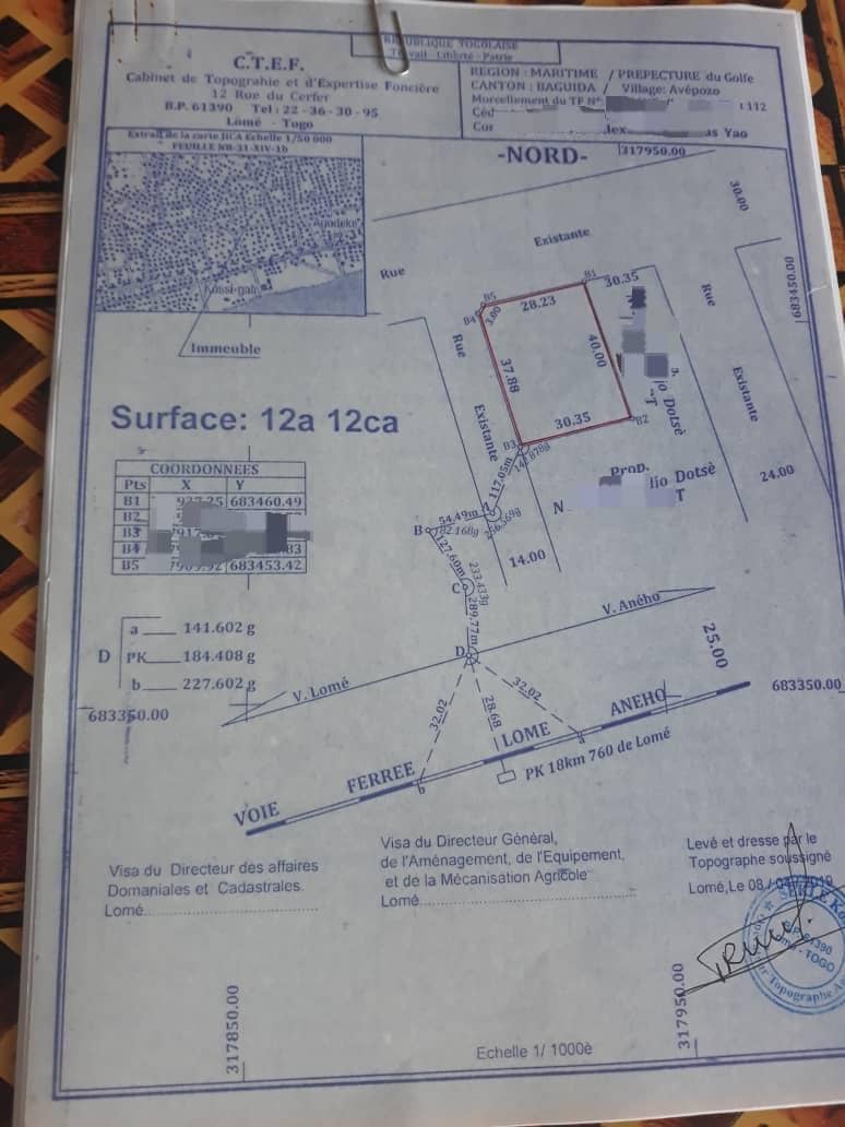 Terrain de 2 lots en vente à Avépozo – 65 millions FCFA