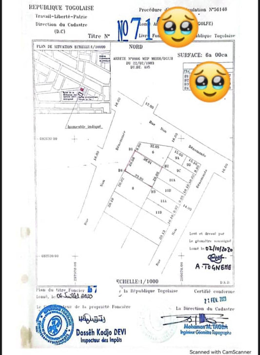 Terrain à vendre à Adidogomé – 40 Millions FCFA