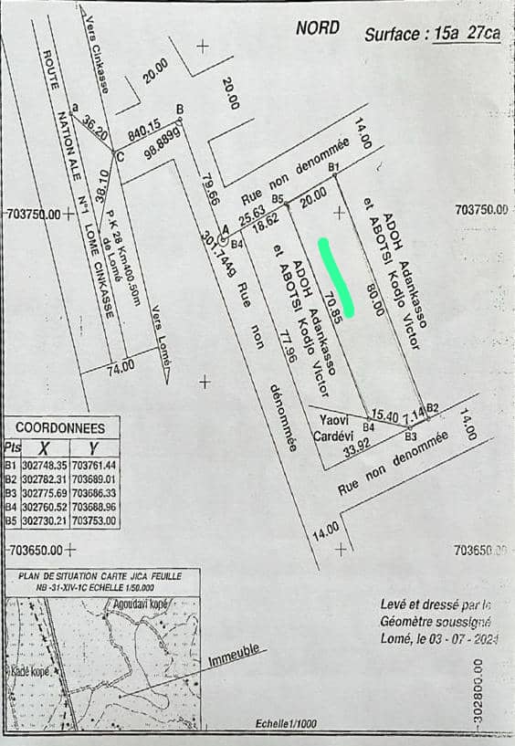 Terrain à vendre à Davié – 18 Millions FCFA
