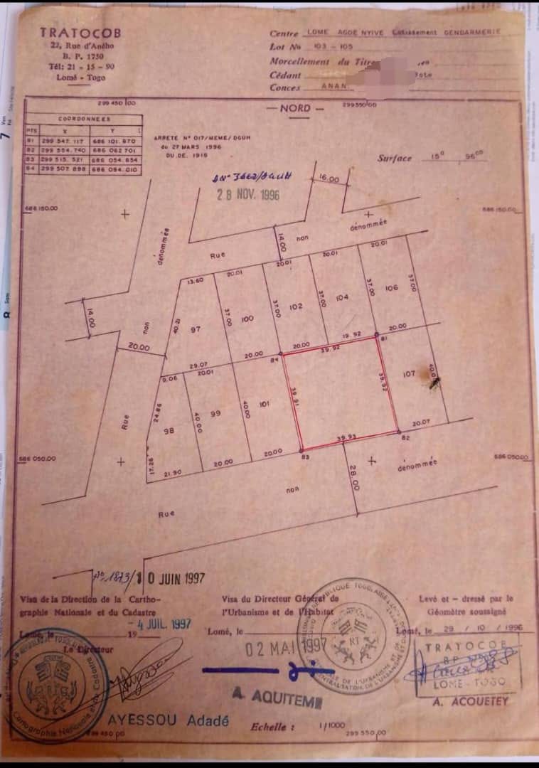 Terrain à vendre à Adidoadin – 150 Millions FCFA