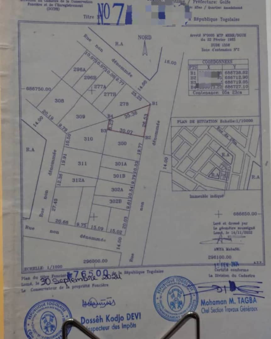 Terrain à vendre à Amadahomé – 28 Millions FCFA