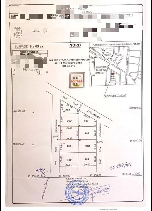 Terrain de 300 m² en vente à Agoè Carrefour Bleu – 25 millions FCFA
