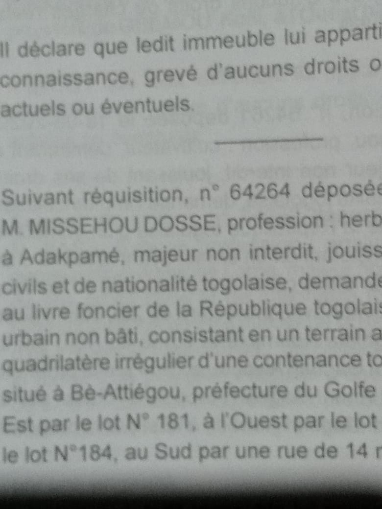 Terrain de 600 m² en vente à Attiégou – 70 millions FCFA