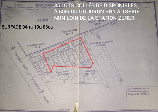 TERRAIN 35 LOTS À VENDRE À TSÉVIÉ KPALI GBÉKO