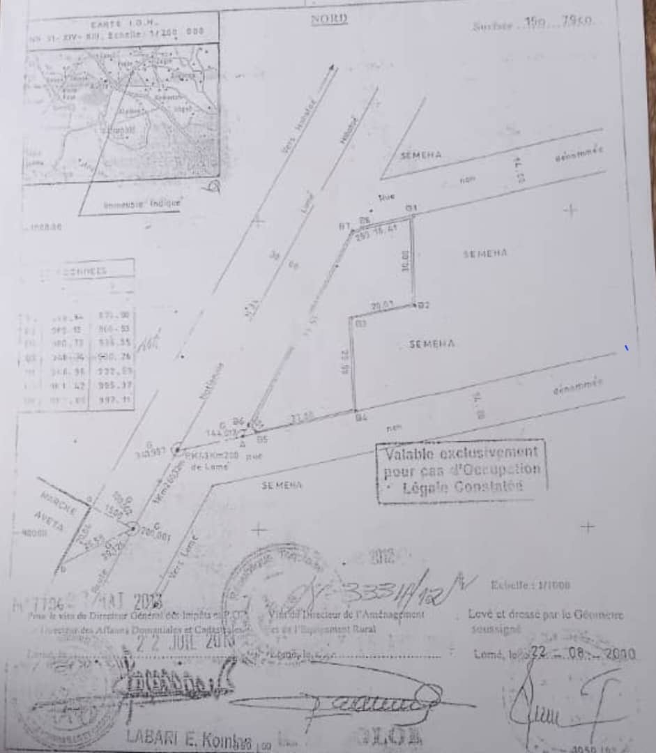 Terrain de 1579 m² en vente en bordure de goudron à Djagblé – 80 millions FCFA
