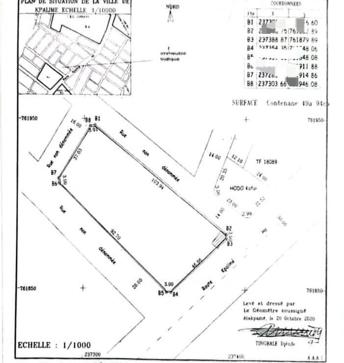 Terrain de 4947 m² en vente à Kpalime (Zomayi) – 130 millions FCFA