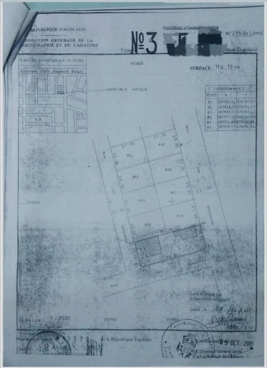 Terrain de 2 lots (soit 11a 16ca) en vente en angle de rue à Akodessewa – 180 millions FCFA