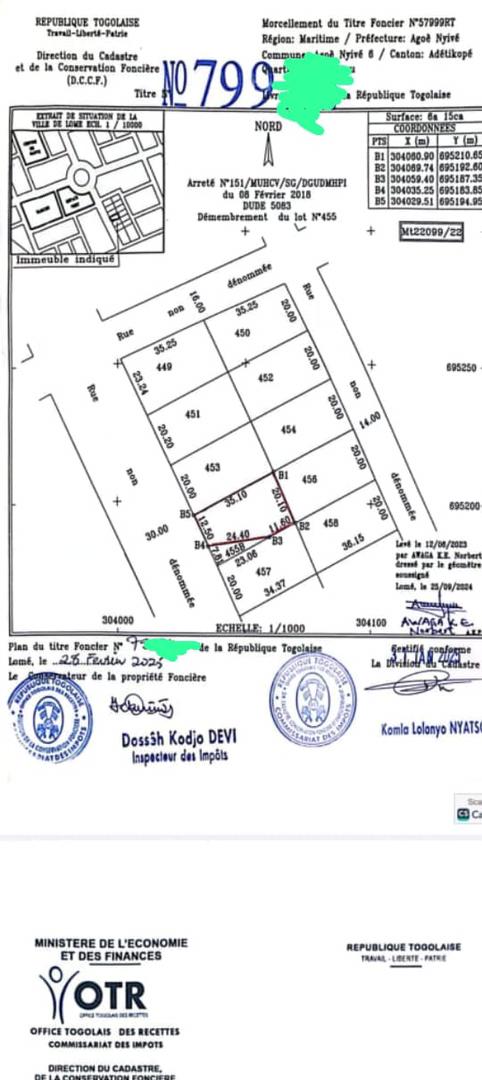 Terrain de 600 m² en vente à Adetikopé – 9 500 000 FCFA