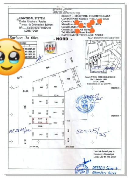 Terrain de 300 m² en vente à Adidogomé Yokoe – 18 millions FCFA