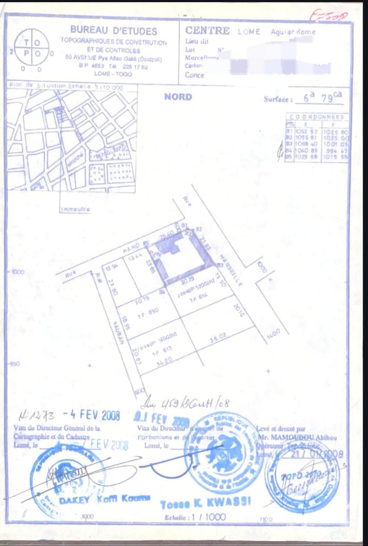 Terrain de 679 m² en angle de rue à vendre à Atikpodji – 210 millions FCFA