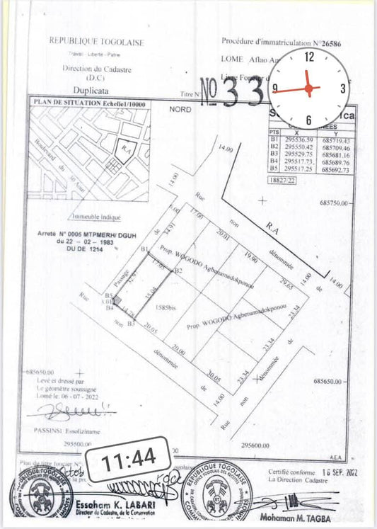 Terrain de 600 m² en vente à Adidogomé Amadahomé – 35 millions FCFA