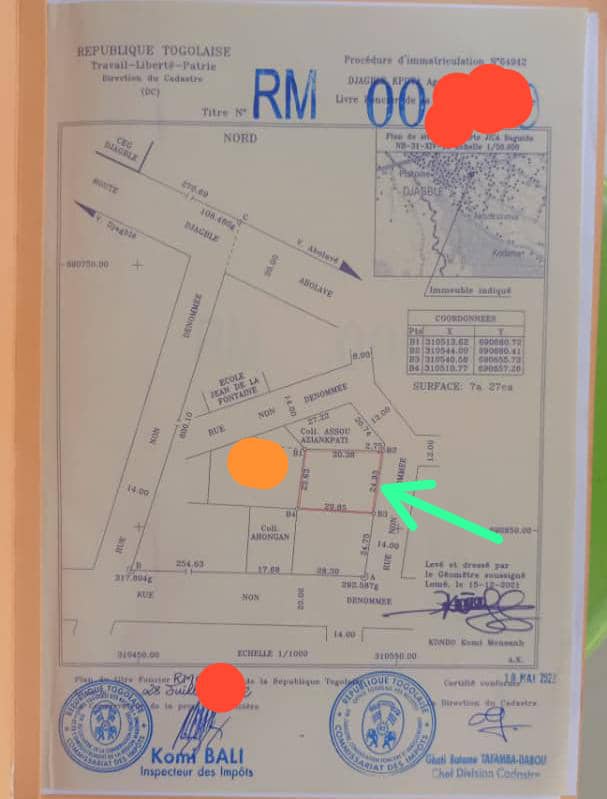 Terrain de 750 m² en vente à Djagblé – 23 millions FCFA