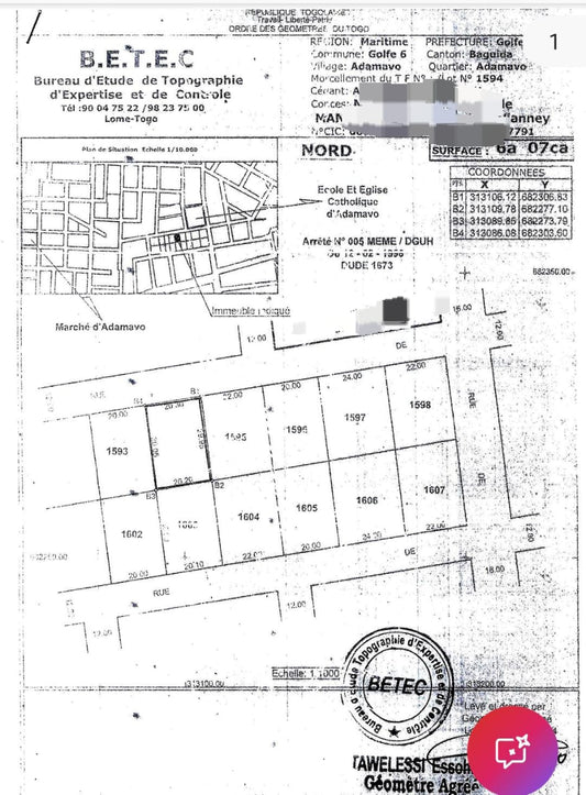 Terrain 1 lot en vente à Adamavo – 35 millions FCFA