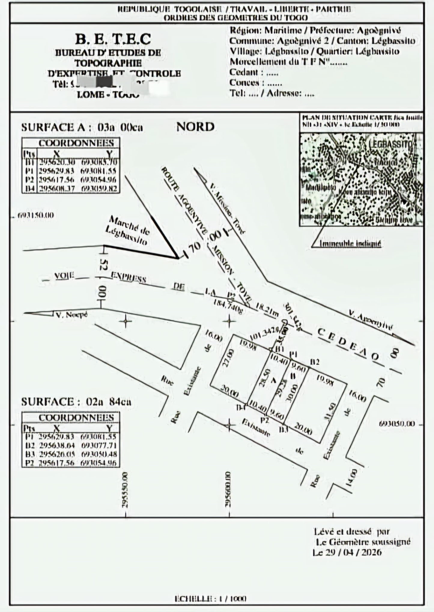 Terrain d'un demi-lot en vente en bordure de goudron à Agoè Légbassito – 52 millions FCFA