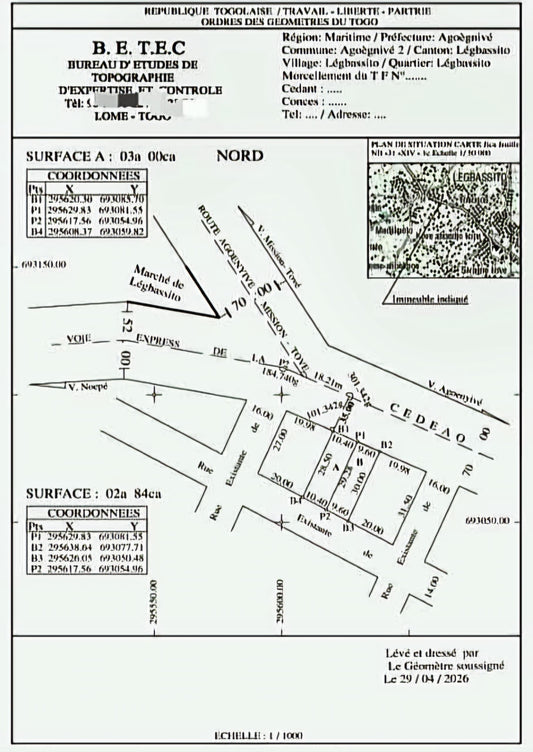 Terrain d'un demi-lot en vente en bordure de goudron à Agoè Légbassito – 52 millions FCFA