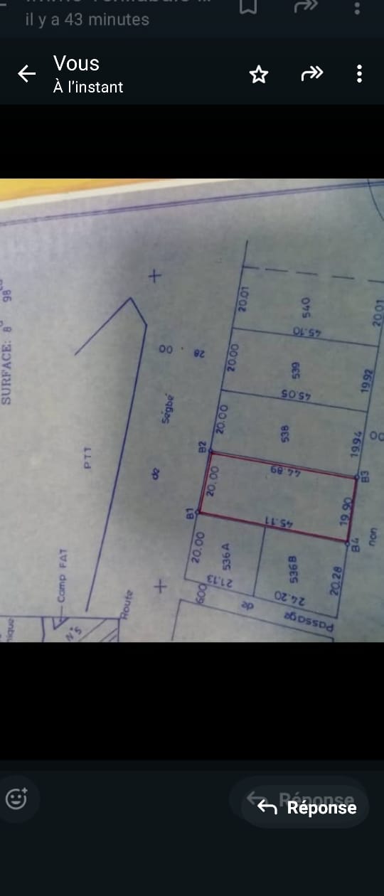 Terrain de 1 lot et 1/2 en vente bord du goudron à Adidogomé Ancienne Douane – 160 millions FCFA