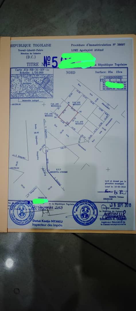 Terrain de 1 lot en vente à Agoé Atiomé Kponssé – 25 millions FCFA