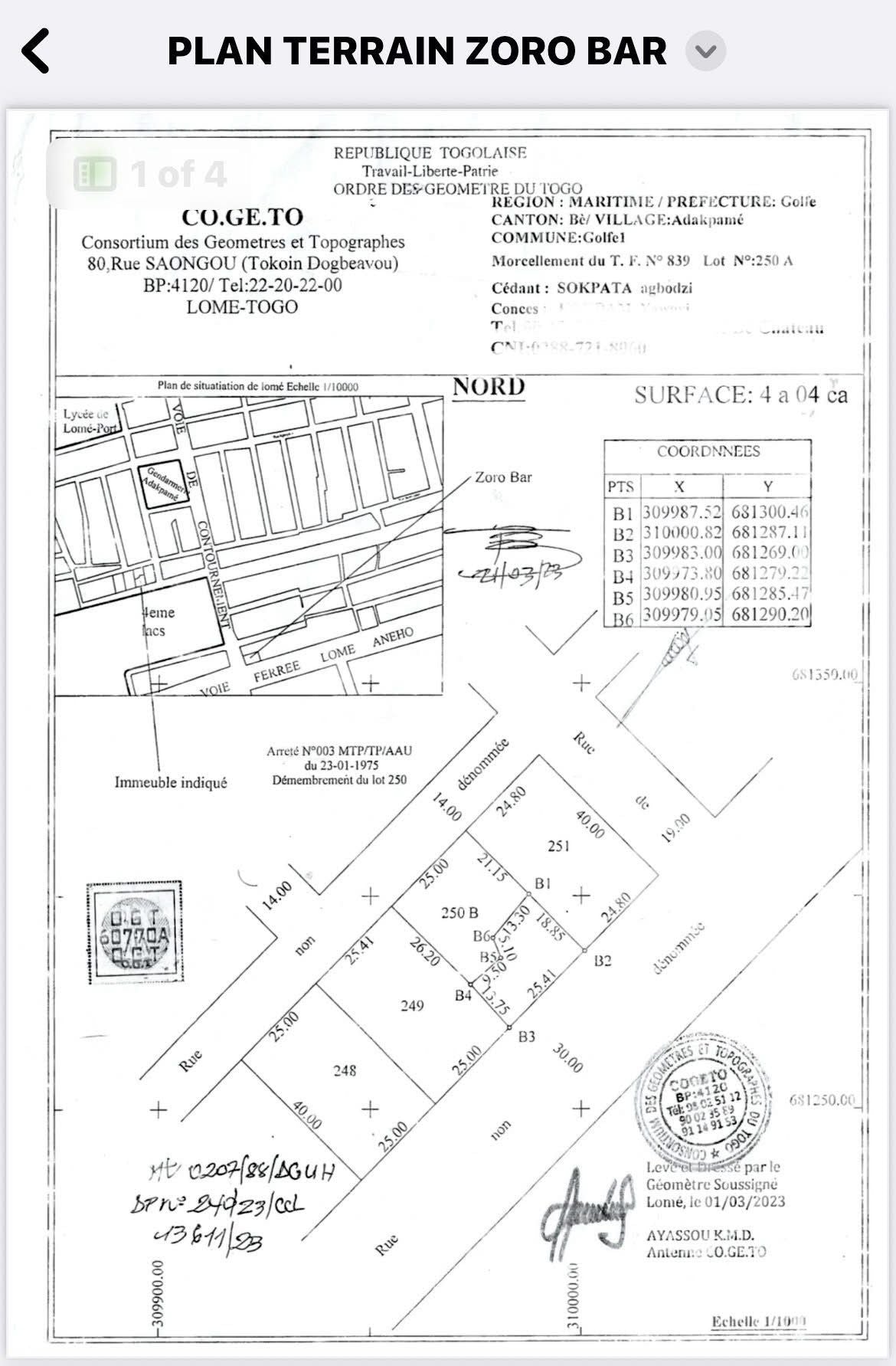 Terrain de 404 m² en vente en bordure du goudron à Zorro – 40 000 000 FCFA