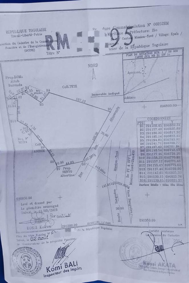 Terrain en vente à Kpala Mission Tové – 10 millions FCFA le lot
