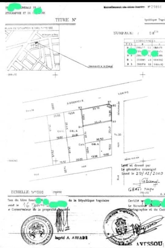 Terrain de 708 m² en vente à Agoè Minamadou – 50 millions FCFA