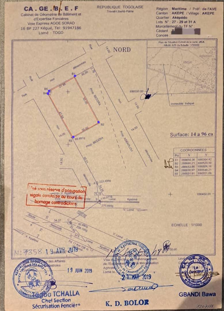 Terrain de 2 lots en vente en angle de rue à Zanguéra – 18 millions FCFA