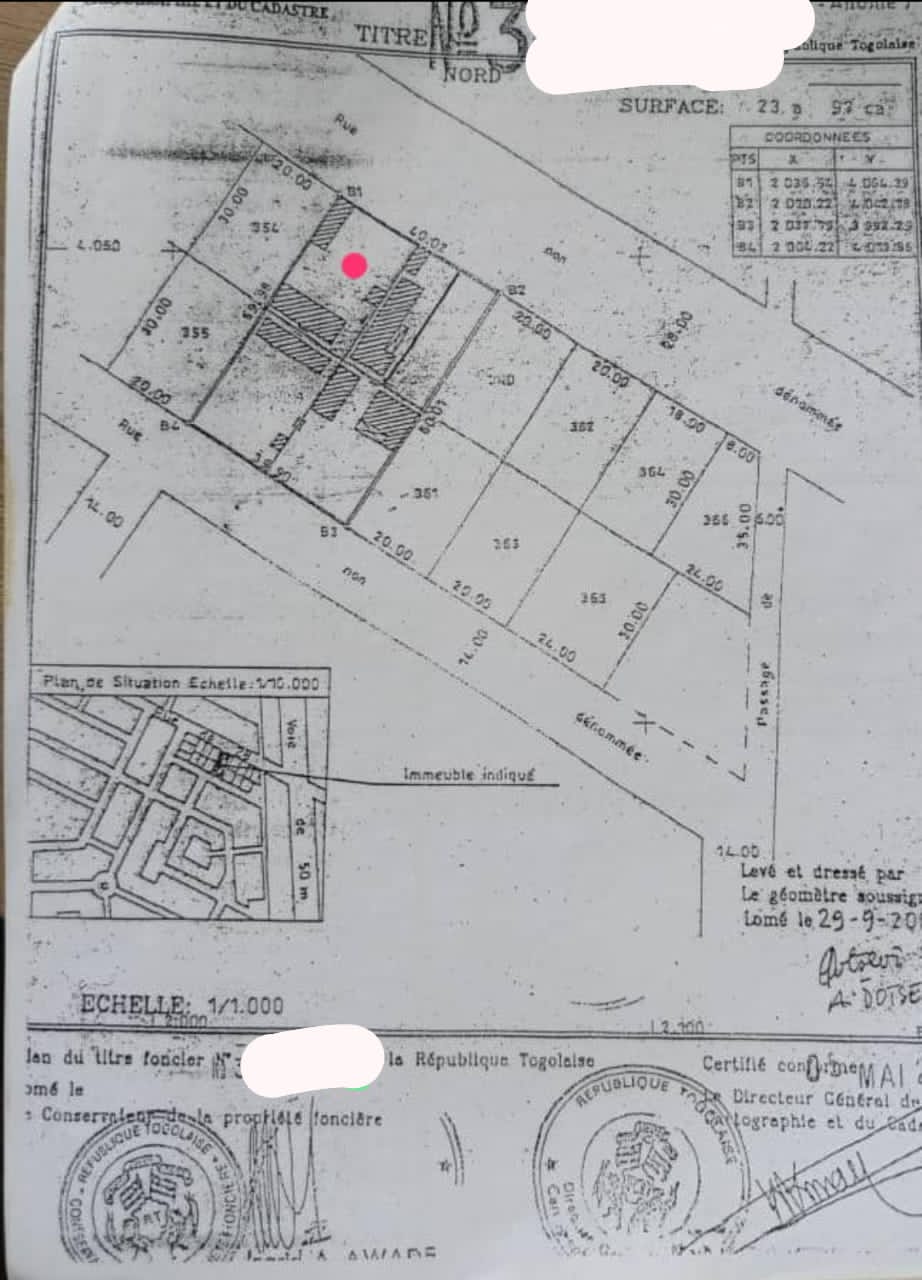 Terrain à vendre à Avédji – 85 Millions FCFA