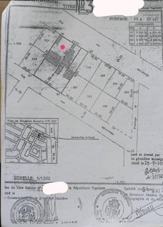 Terrain à vendre à Avédji – 85 Millions FCFA