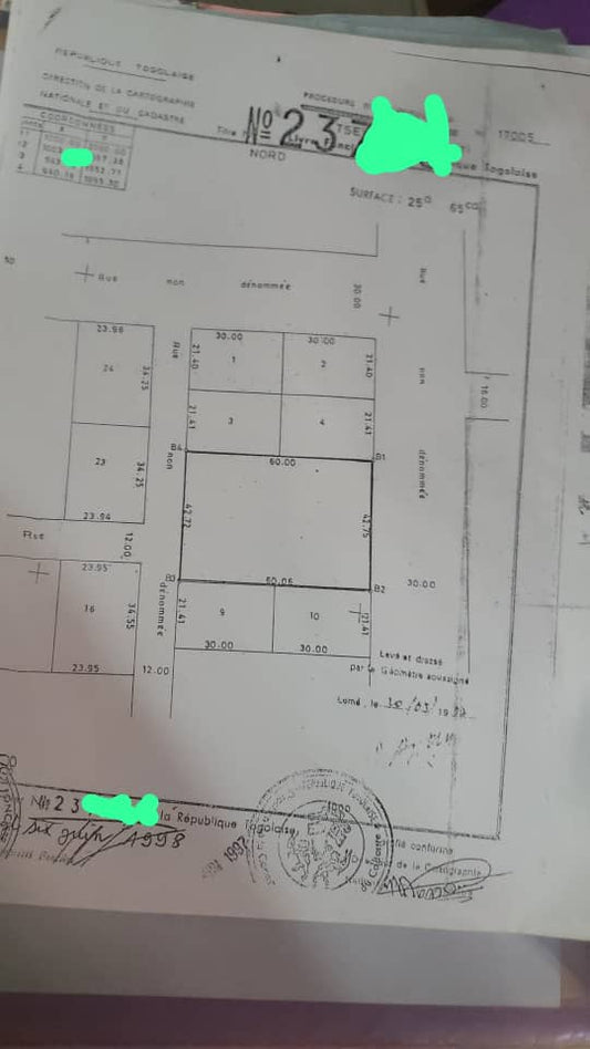 Terrain de 4 lots et 1/4 en vente en bordure de goudron à Davié-Tsévié – 110 millions FCFA