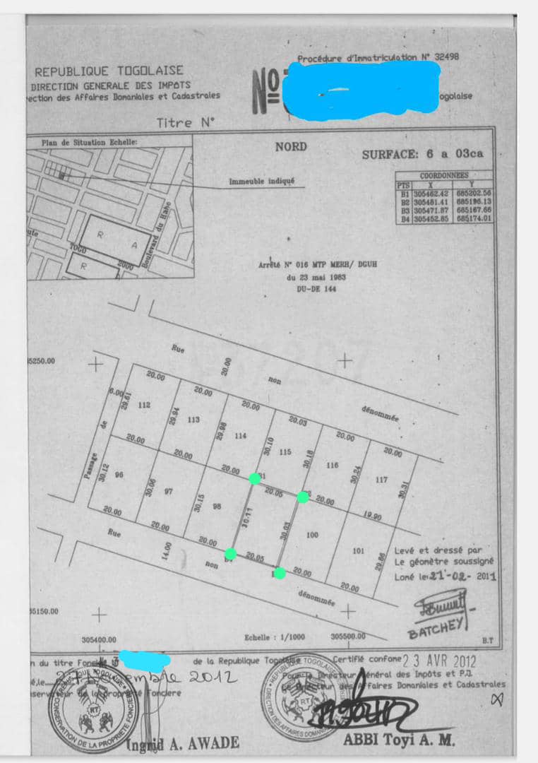 Terrain à vendre à Kégué – 63 Millions FCFA