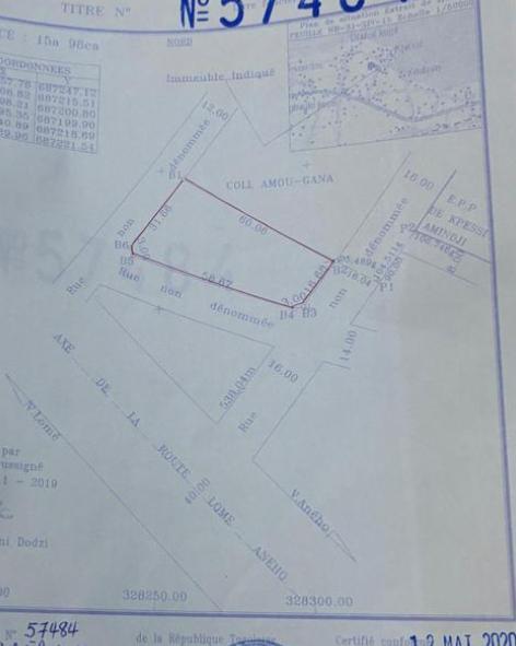 Terrain de 1598 m² en vente en angle de rue à Kpessi côté Lac – 18 millions FCFA le lot