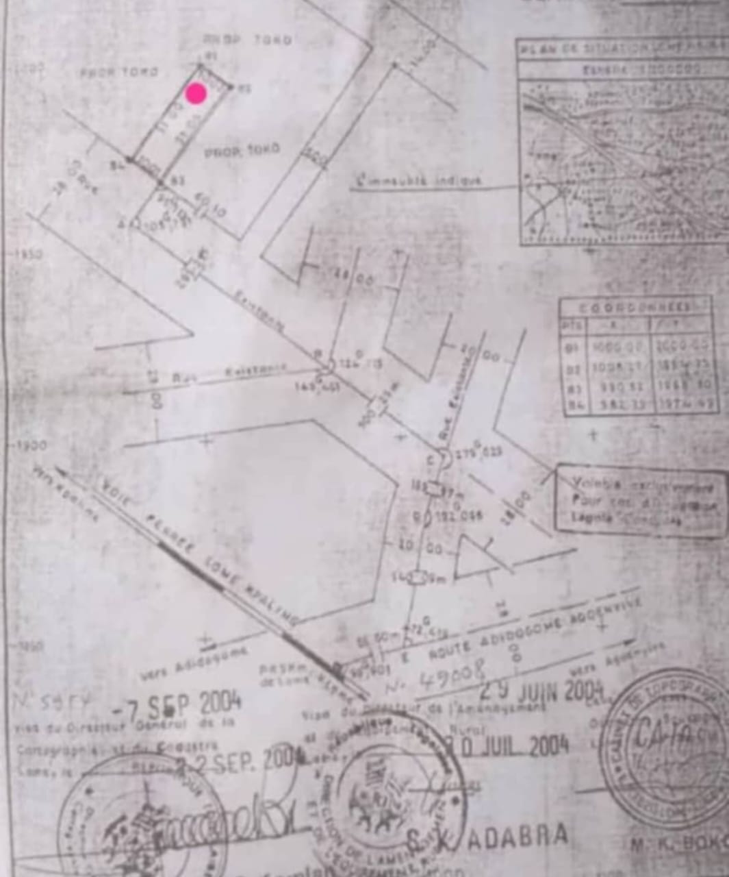 Terrain de 311 m² en vente à Amandahome – 20 millions FCFA