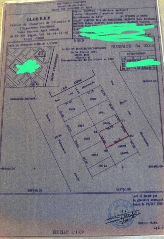 Terrain à vendre à Avedji – 20 Millions FCFA