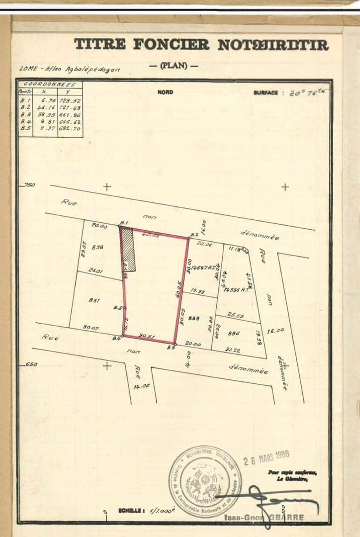 Terrain à vendre à Agbalépédo – 300 Millions FCFA