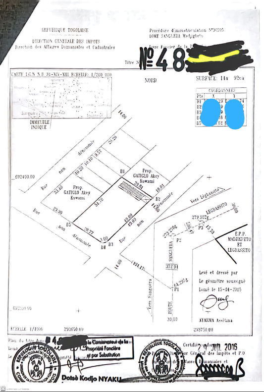 Terrain à vendre à Légbassito Madjikpéto – 35 Millions FCFA