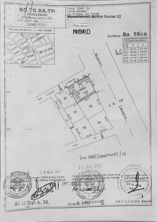 Terrain de 816 m² en vente en bordure du boulevard circulaire à Dékon – 500 millions FCFA