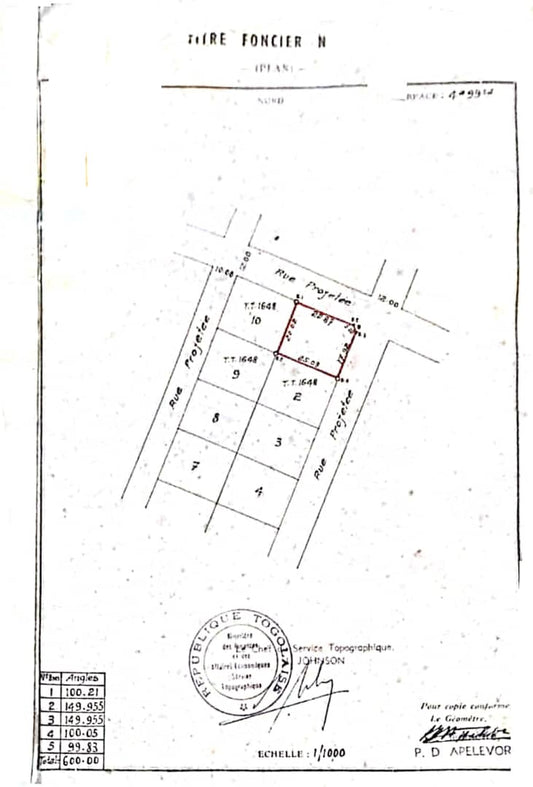 Terrain de 4 a 99 ca en vente à Tokoin Forever – 70 millions FCFA