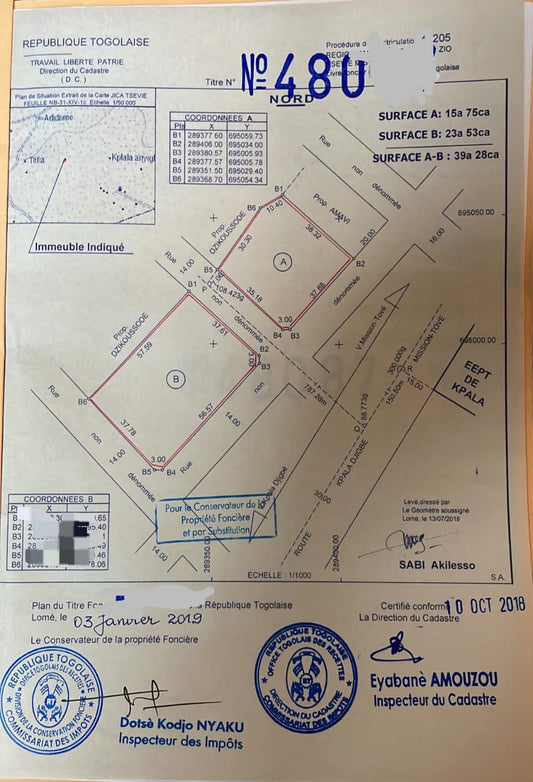 Terrain de plus de 5 lots en vente à Kpala-Djigbé – 12 millions FCFA le lot