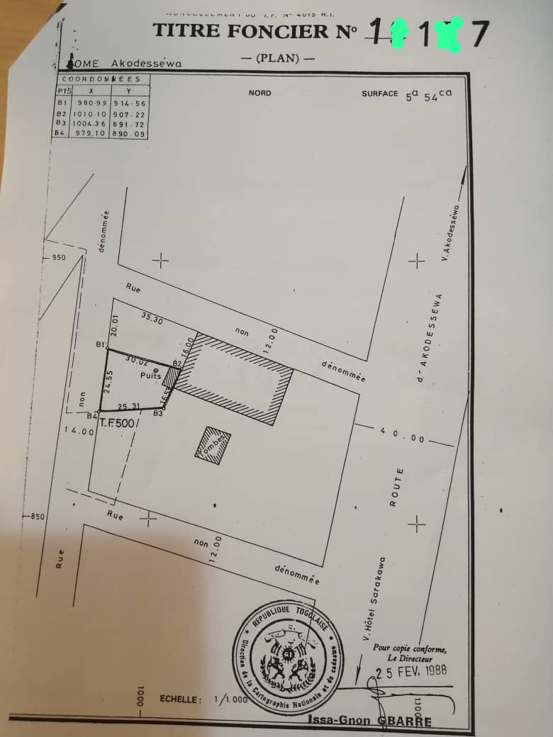 Terrain de 2 lots en vente à Akodessewa – 70 millions FCFA le lot