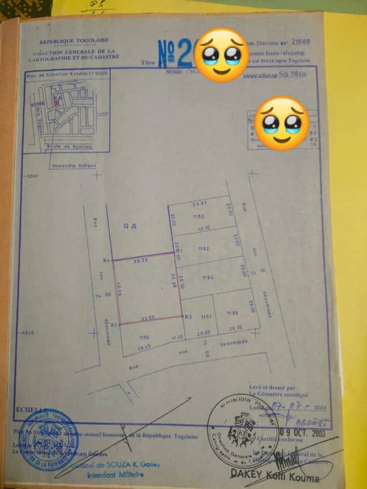 Terrain de 2 lots et demi en vente à Adidogomé IPG – 90 millions FCFA