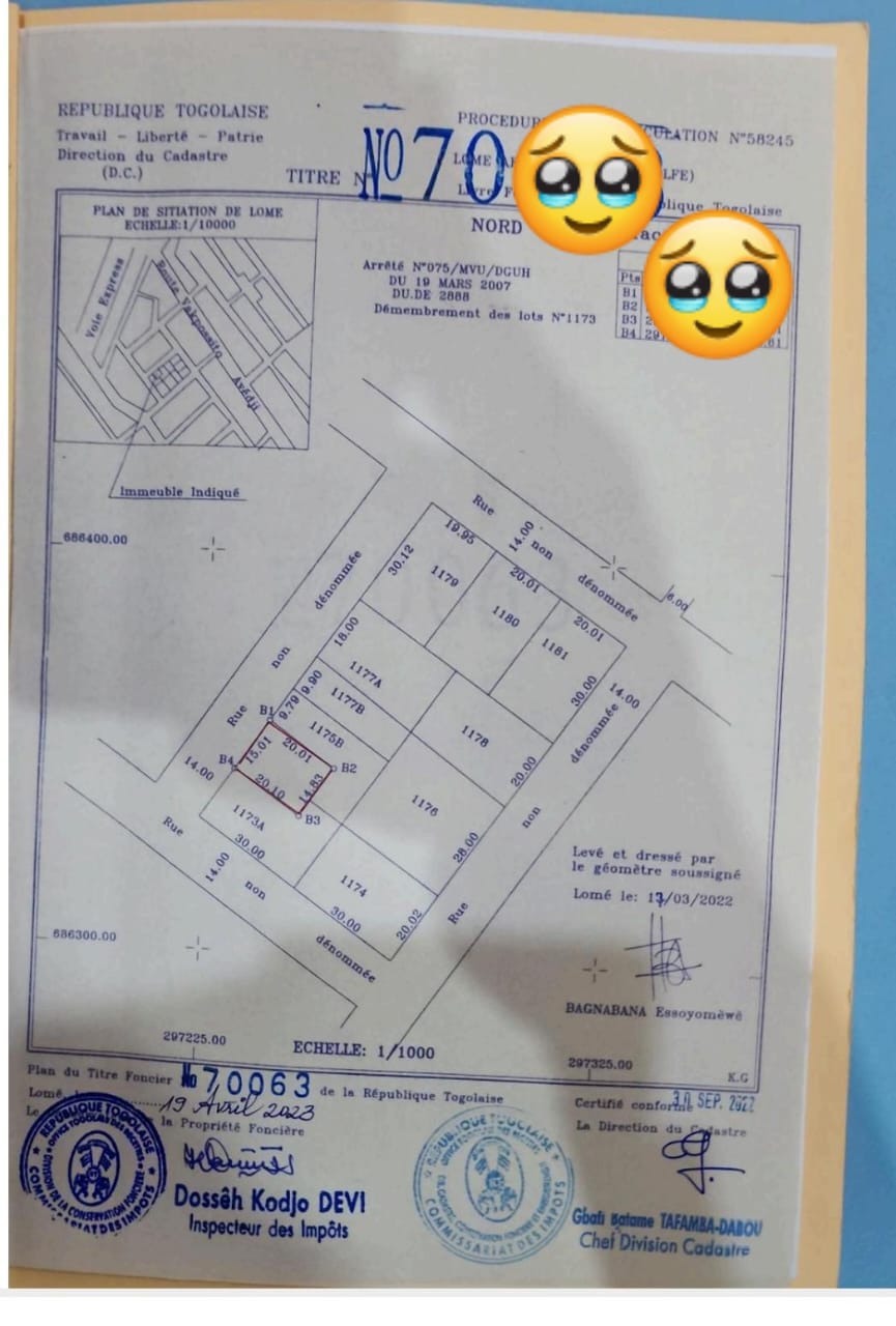 Terrain de demi lot en vente à Adidogomé Amadahomé – 25 millions FCFA