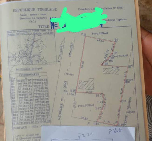 14 lots de terrain avec titre foncier personnel à Davié – 25 millions FCFA le lot