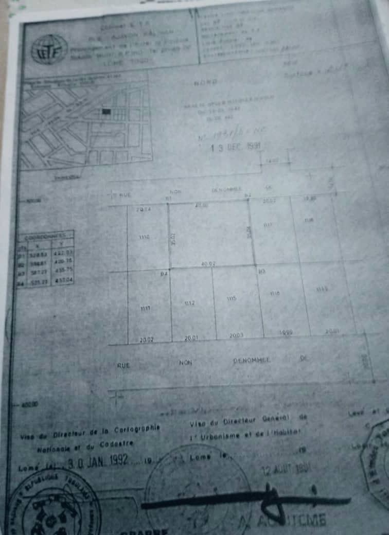 Terrain de 1500 m² en vente à Agoè Assiyéyé – 70 millions FCFA le lot