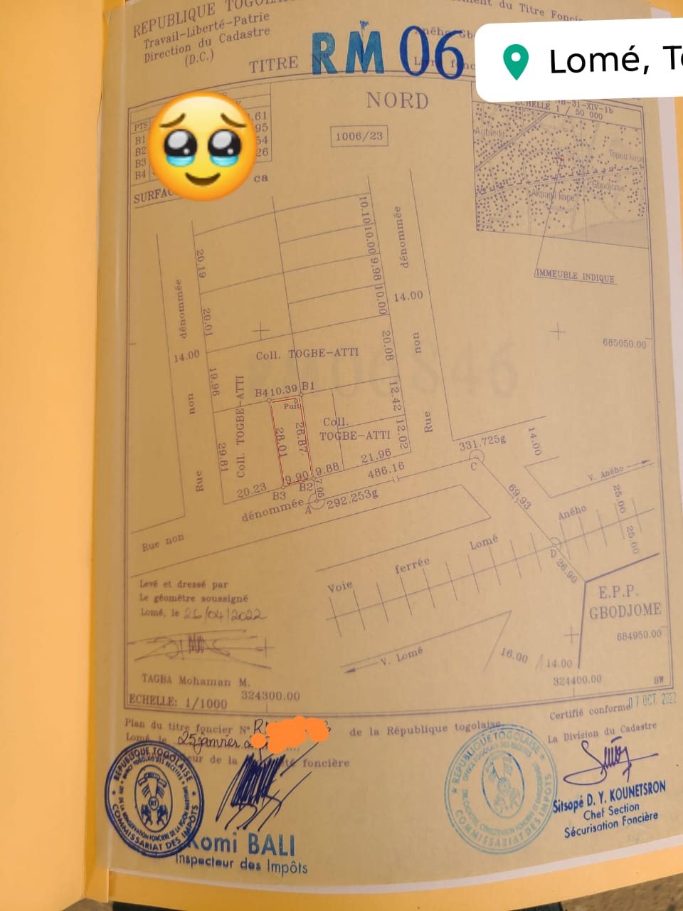 Terrain de demi lot en vente à Gbodjomé Gakpoto – 13 millions FCFA