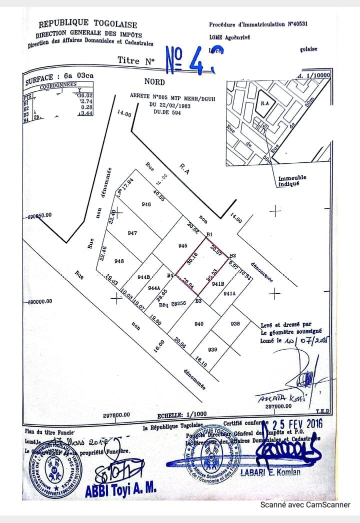 Terrain de 603 m² en vente à Agoé Anonkui Clémence Divine – 35 millions FCFA