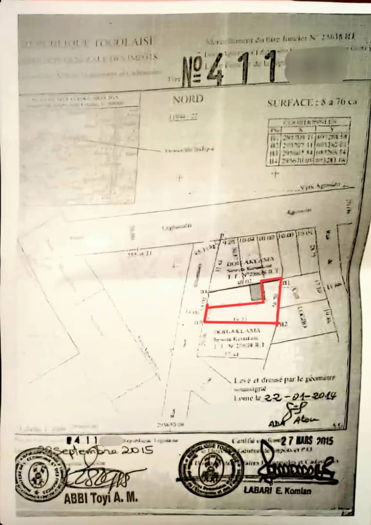 Terrain de 554 m² en vente à Légbassito – 22 millions FCFA