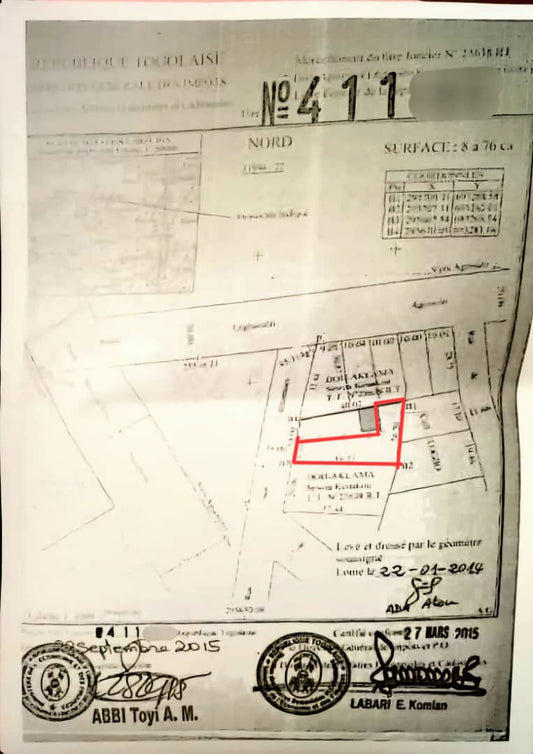 Terrain de 554 m² en vente à Légbassito – 22 millions FCFA
