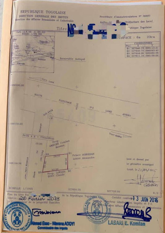 Terrain 1 lot en vente à Kpessi Nimagna – 20 millions FCFA