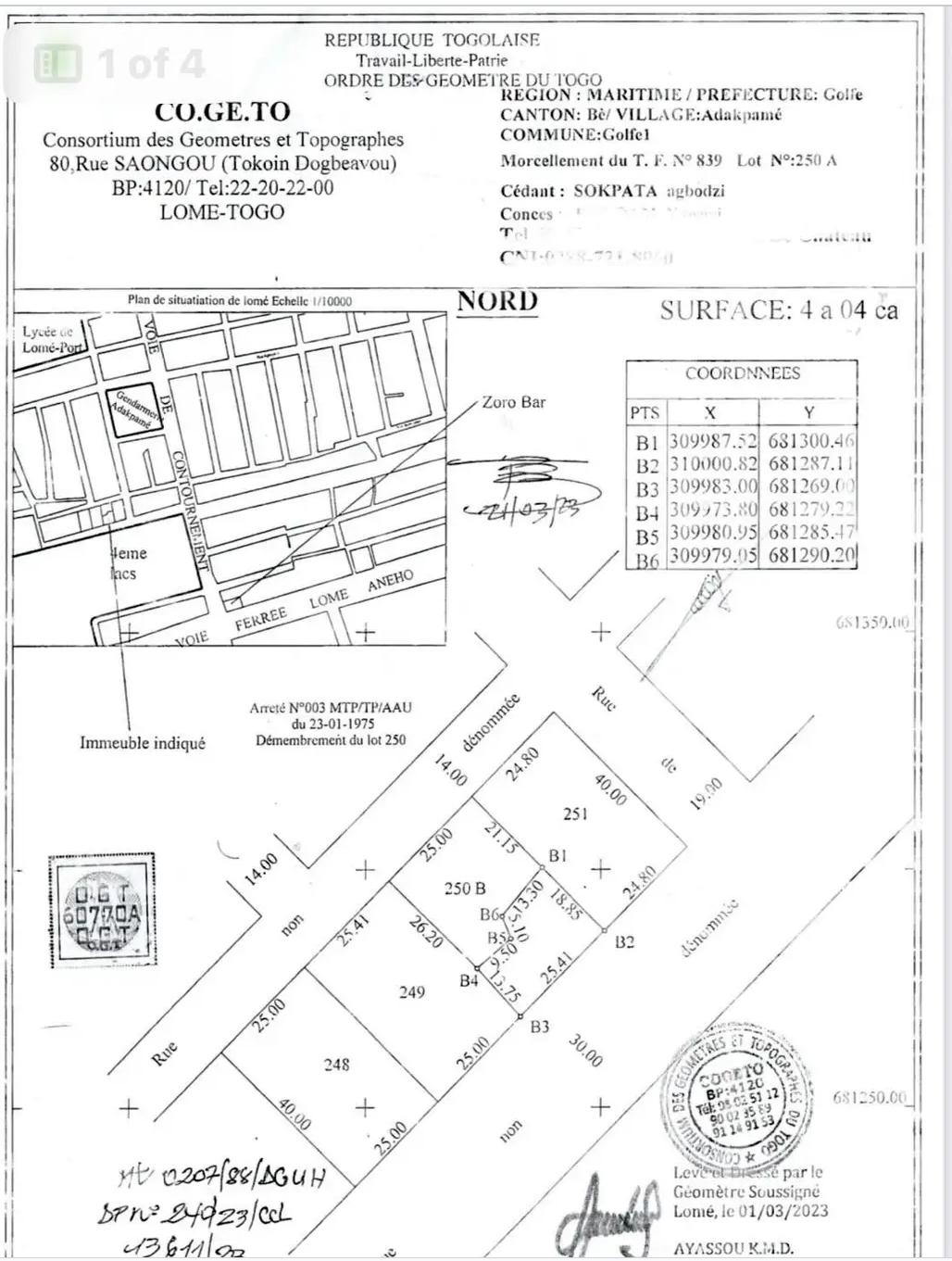 Terrain de 404 m² en vente à Zorro Bar – 40 millions FCFA