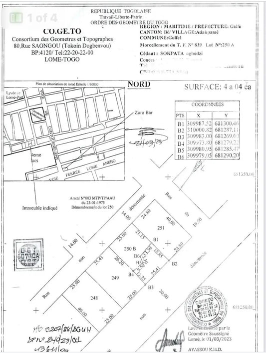 Terrain de 404 m² en vente à Zorro Bar – 40 millions FCFA
